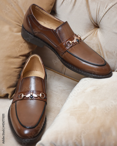 pair of brown shoes