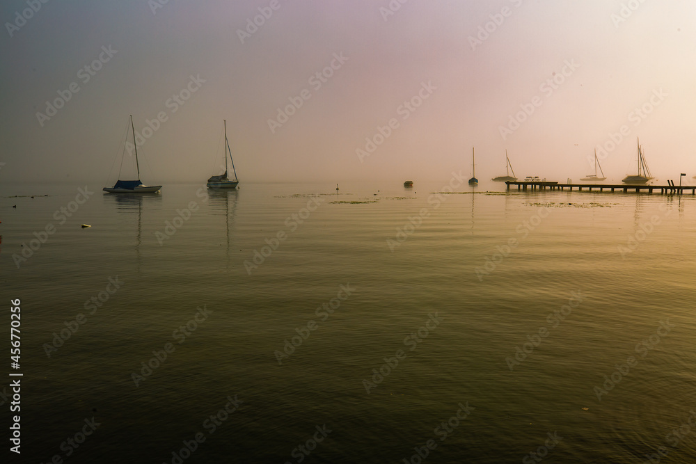 sailboats on ammersee, bavaria, landscape sailboats on ammersee, bavaria, landscape