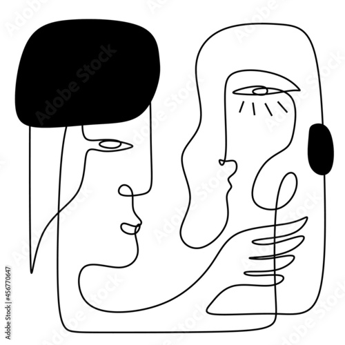 Surreal vector art, drawing of faces, fashion minimalist concept, vector illustration. 