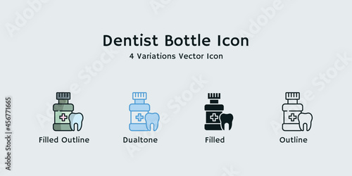 Dentist liquid plastic Bottle for dental care icon vector graphics