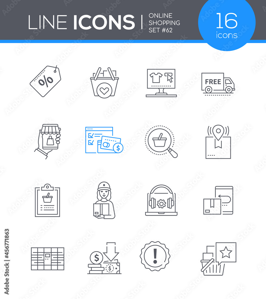 Online shopping - modern line design style icon set Online shopping - modern line design style icon set