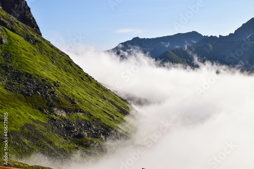 Morning hike through the clouds in Austria 