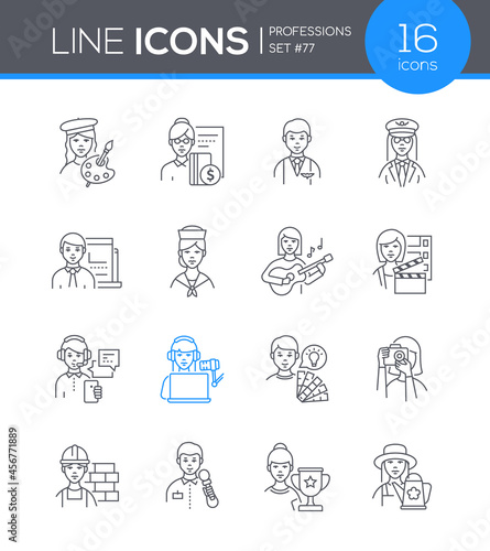 Professions - modern line design style icon set
