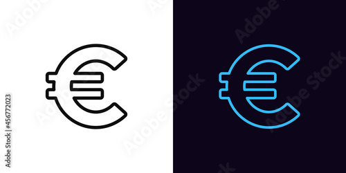 Outline euro icon with editable stroke. Linear euro sign silhouette. Money