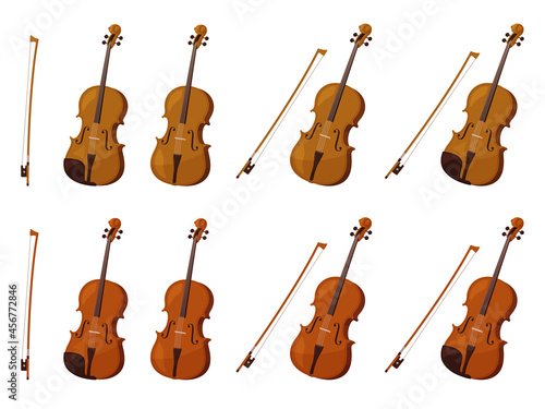 バイオリンとチェロのイラスト素材セット