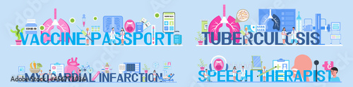 Pulmonologist, cardiologist, nutritionist medical templates set vector.