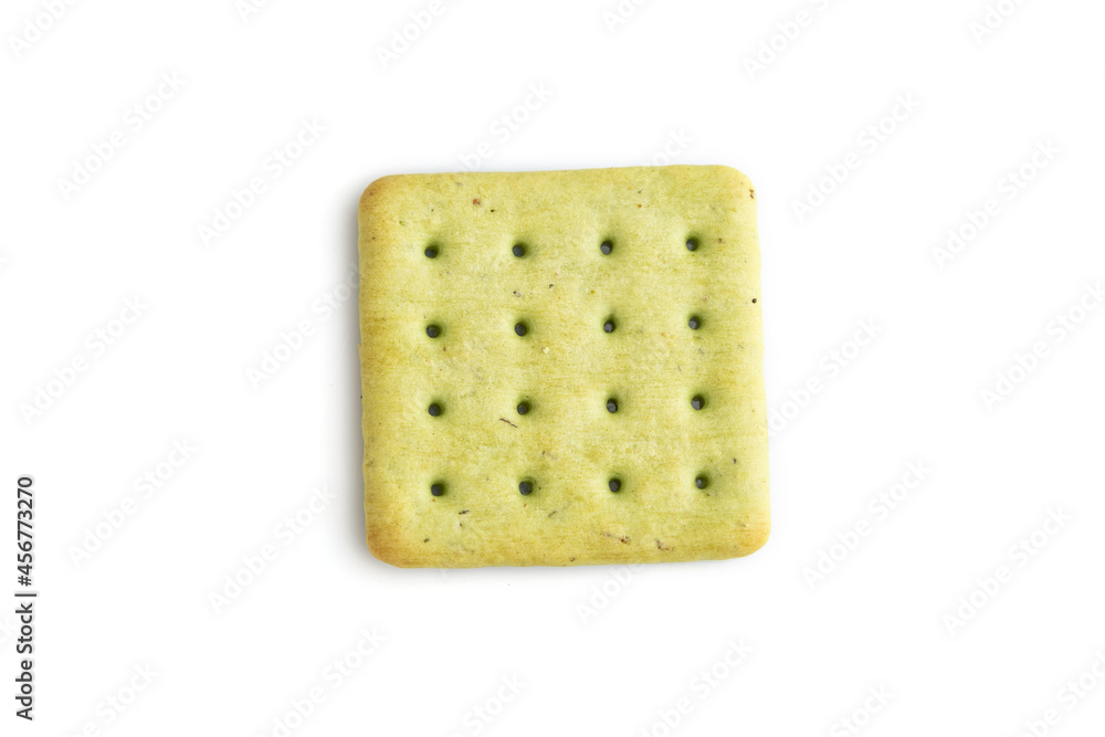 Green cracker pile isolated on white background. top view.