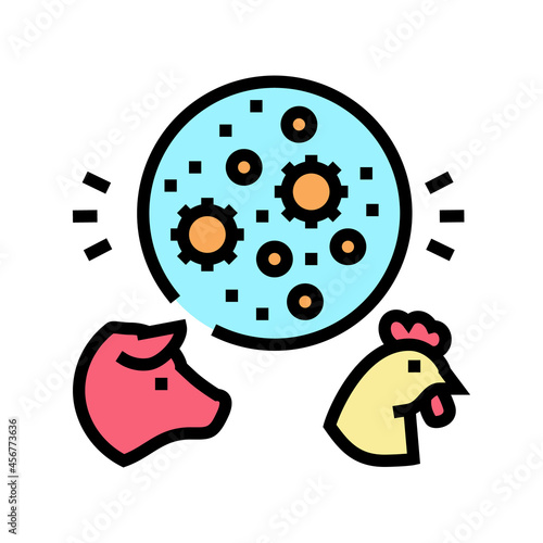 flu domestic animal color icon vector. flu domestic animal sign. isolated symbol illustration