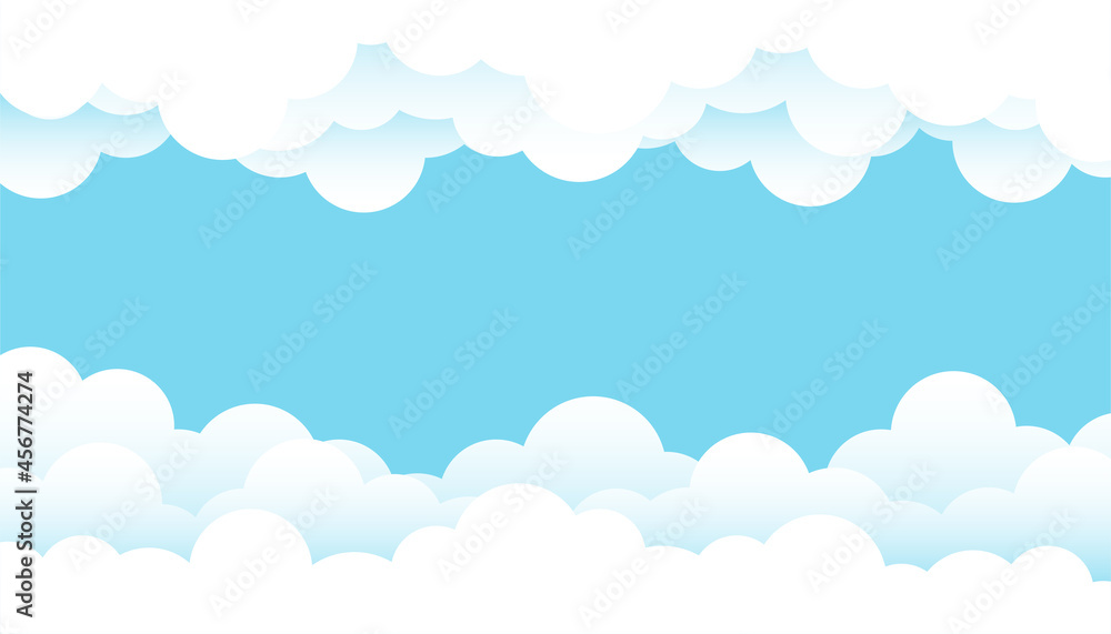 Soft white fluffy clouds cartoon border frame on top blue clear sky landscape outdoor panoramic view banner background vector Soft white fluffy clouds cartoon border frame on top blue clear sky landscape outdoor panoramic view banner background vector