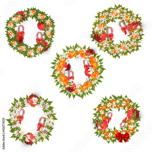 Watercolor christmas floral wreaths, perfect to use on the web or in print