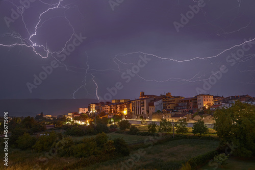 shocking lightning storm in medina de pomar, Burgos, Spain
