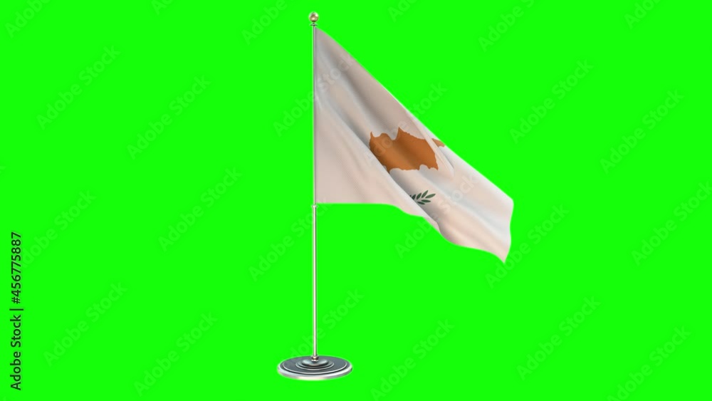 Cyprus 3D Looping Illustration of small flag pole on Chroma Key background Cyprus 3D Looping Illustration of small flag pole on Chroma Key background