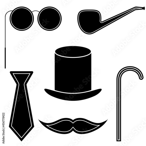  Mens accessories isolated silhouettes black shadow gentleman