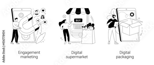 Mobile retail shopping abstract concept vector illustrations.