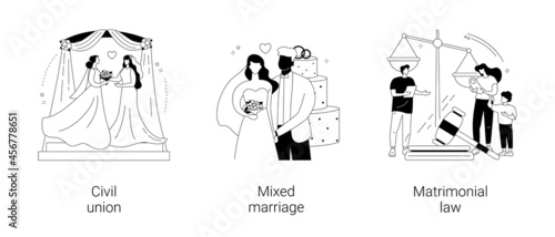 Family law abstract concept vector illustrations.