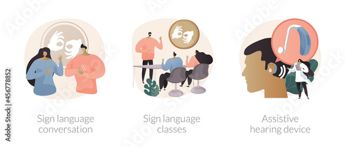 Disability communication abstract concept vector illustrations.