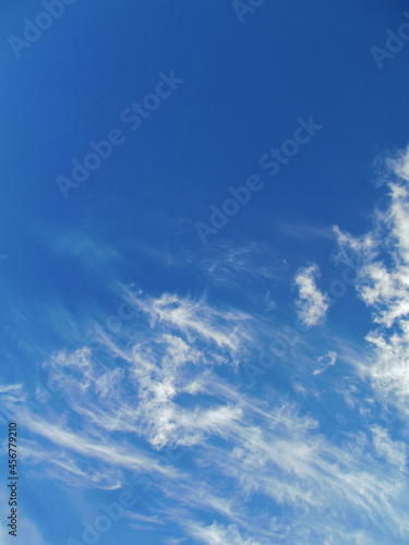 Blue sky and white clouds. Beautiful bright background.