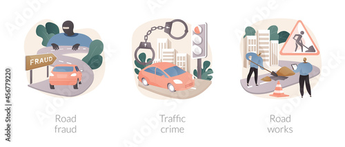 Road safety abstract concept vector illustrations.