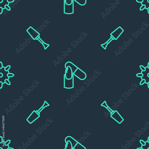 Set line Nail file, polish and False nails on seamless pattern. Vector