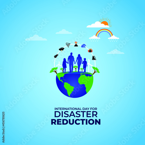 International Day of Disaster Reduction concept. October 13. Template for background, banner, card, poster. Vector illustration.