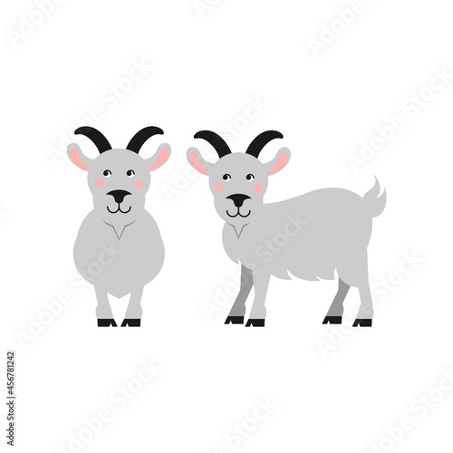 Cartoon goat. Cute farm animals. Vector illustration
