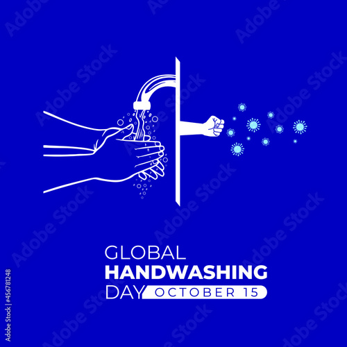 Global Handwashing Day.15 October. coronavirus icon. handwashing with water from faucet background. Vector Illustration.