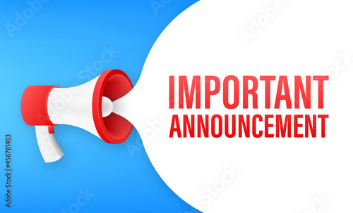 Megaphone with important announcement. Megaphone banner. Web design. Vector stock illustration.