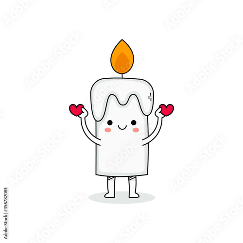 Cute candle cartoon character spreading love