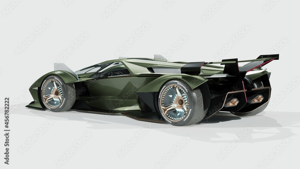 Fototapeta premium 3D rendering of a brand-less generic concept car 