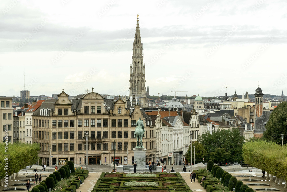 Bruges, Belgium. September 30, 2019: Panoramic landscape and view of the European Quarter.