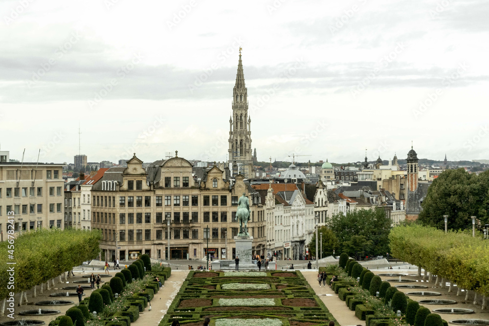 Bruges, Belgium. September 30, 2019: Panoramic landscape and view of the European Quarter.