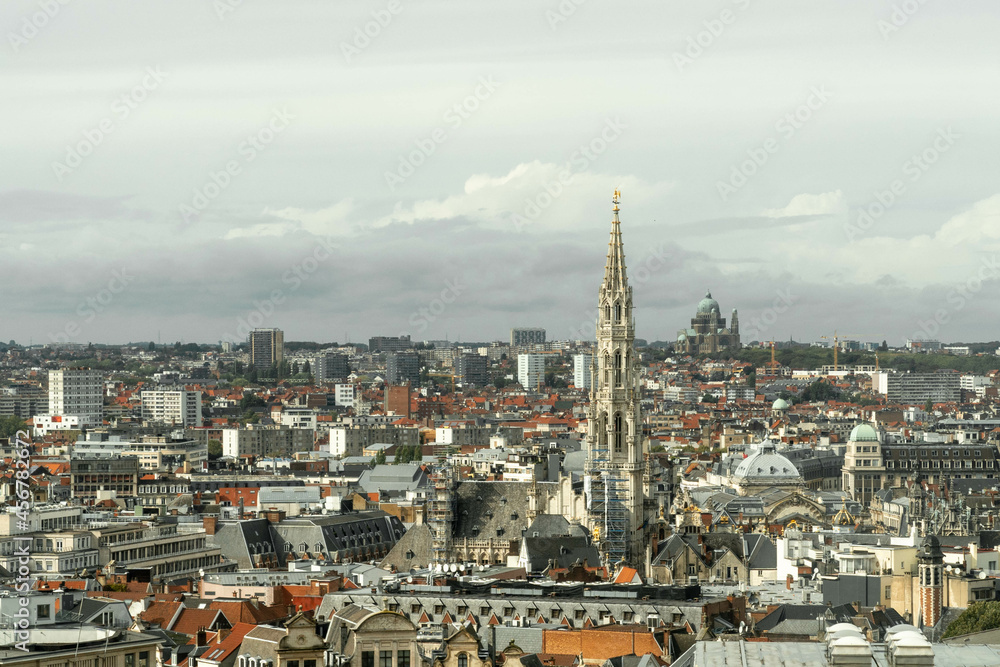 Bruges, Belgium. September 30, 2019: Panoramic city landscape and architecture.