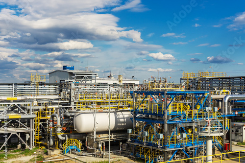 View of the liquefied gas production plant. Technological equipment