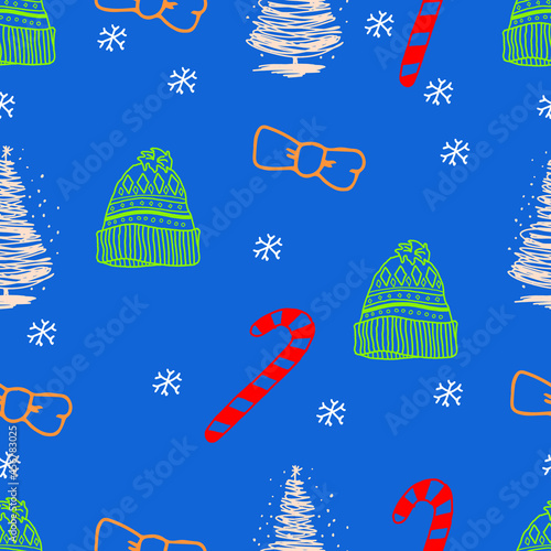 cute Christmas seamless pattern.Decorative wallpaper, good for printing. Happy New Year. Winter time photo