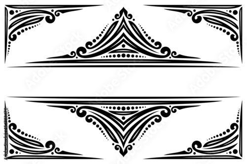 Vector decorative Frame, ornate decoration with flourishes for indian wedding invitation, vintage filigree dividers with curls and dots, border with sophisticated asian design elements on white.