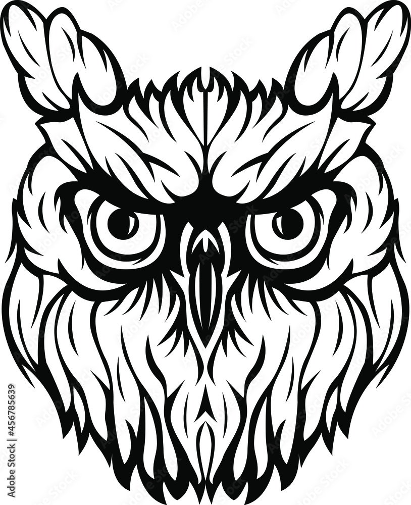 Owl vector isolated illustration. Black color on white background image ...