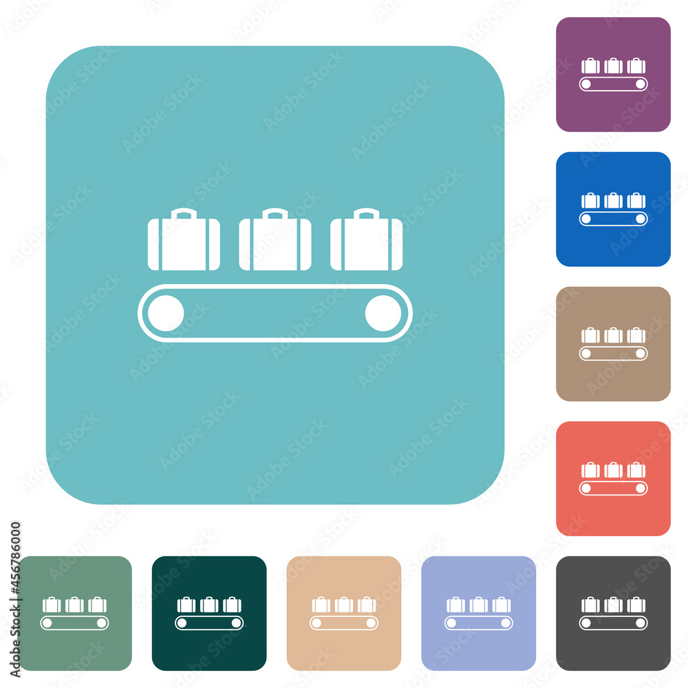 Luggage conveyor rounded square flat icons Luggage conveyor rounded square flat icons