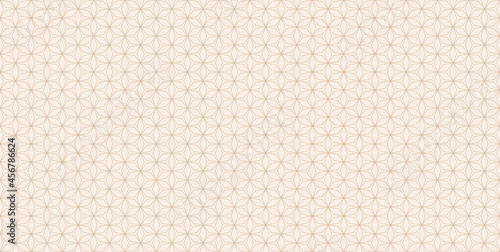 Vector abstract geometric seamless pattern. Subtle golden lines texture, hexagonal floral lattice, mesh, net. Oriental traditional background. Luxury gold fine ornament, repeat tiles, modern design