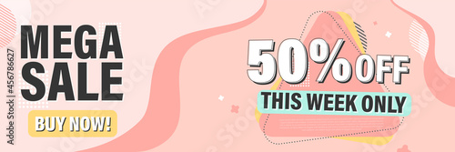 Mega sale banner template design for web or social media.