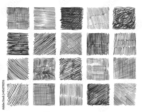 Abstract set with pencil strokes. Hand drawing sketch frame.