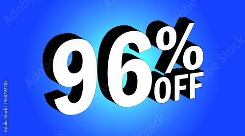Sale tag 96% off - 3D and blue - for promotion offers and discounts