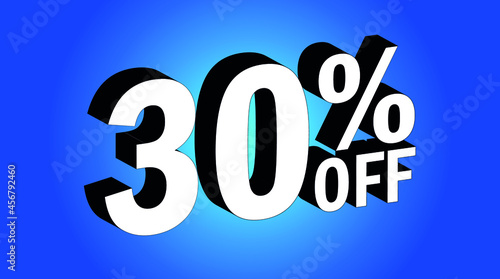 Sale tag 30% off - 3D and blue - for promotion offers and discounts