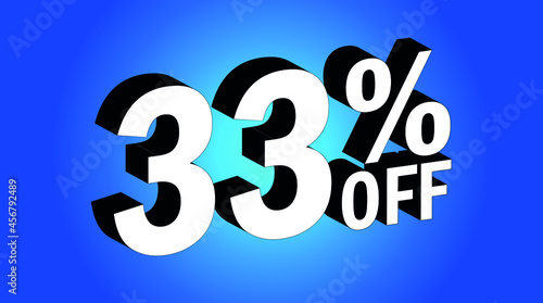 Sale tag 33% off - 3D and blue - for promotion offers and discounts