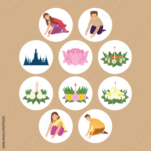 ten loy krathong icons