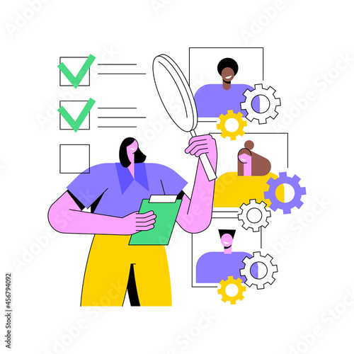 Employee assessment abstract concept vector illustration. Employee evaluation, assessment form, job performance review, SWOT analysis, recruitment software, supervisor meeting abstract metaphor.
