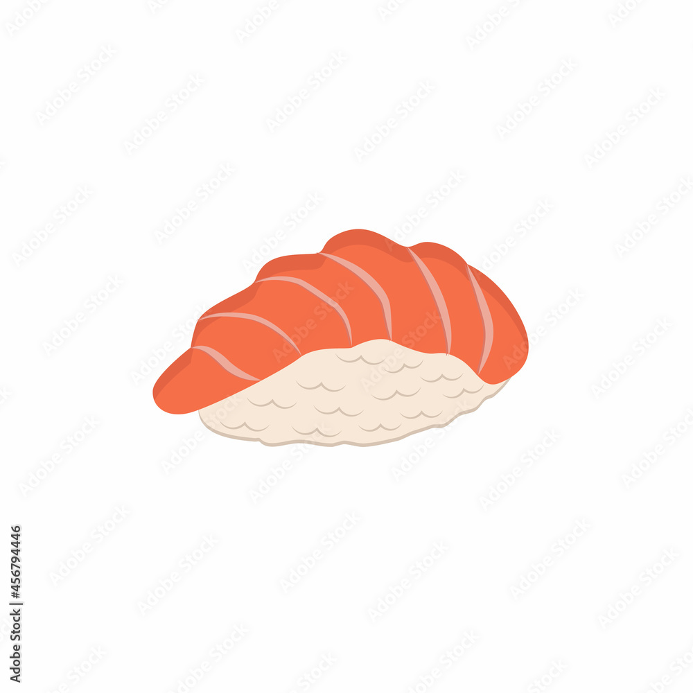 Vector single vector illustration of sushi with salmon. Japanese food