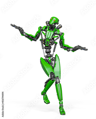 droid soldier is dancing in action and holding a pistol © DM7