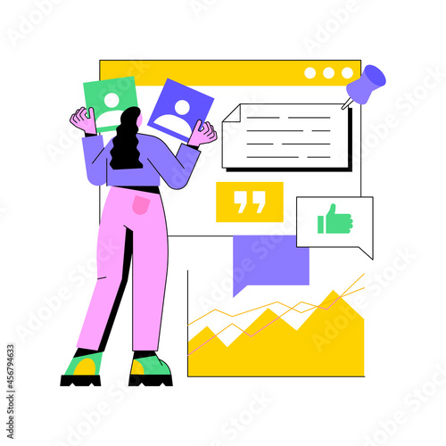Social media management abstract concept vector illustration. SMM strategy, digital marketing tool, online presence on social media platforms, user engagement and interaction abstract metaphor.