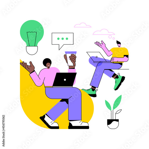 Startup hub abstract concept vector illustration. Startup incubator, young entrepreneur, business idea generation, IT innovation hub, get connected with investor, partnership abstract metaphor.