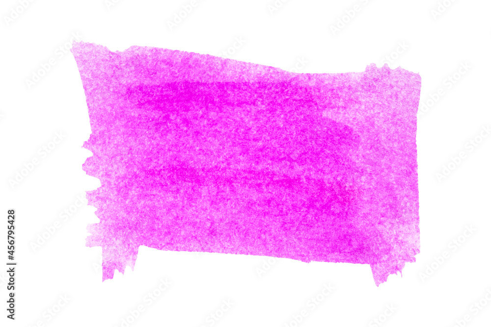 Fototapeta premium Pink rectangular stain of watercolor paint isolated on white. Background for text. Illustration